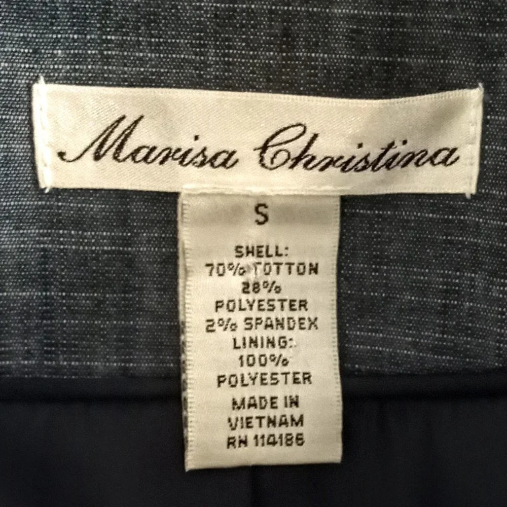 Marisa Christina Denim Blue Ruffle Collar Cotton Jacket